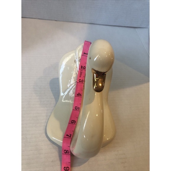 Ceramic Beige Swan With Gold beak‎ Floral Design On Back  No Chips - Picture 7 of 8